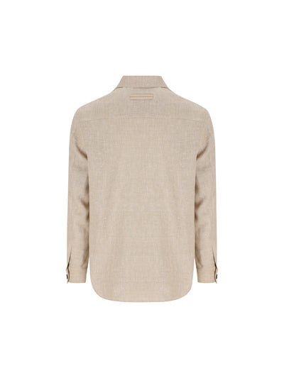 Overshirt in cashmere, lino e seta beige melange UHV75A3 SOT52272 ZEGNA 