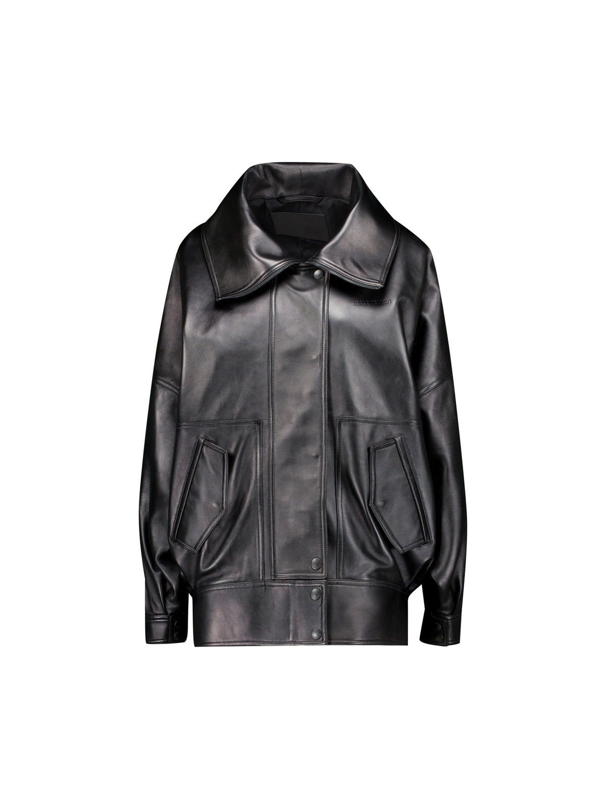 Bomber in pelle di angello leggera liscia nera A009F0 TVS051000 BALENCIAGA 