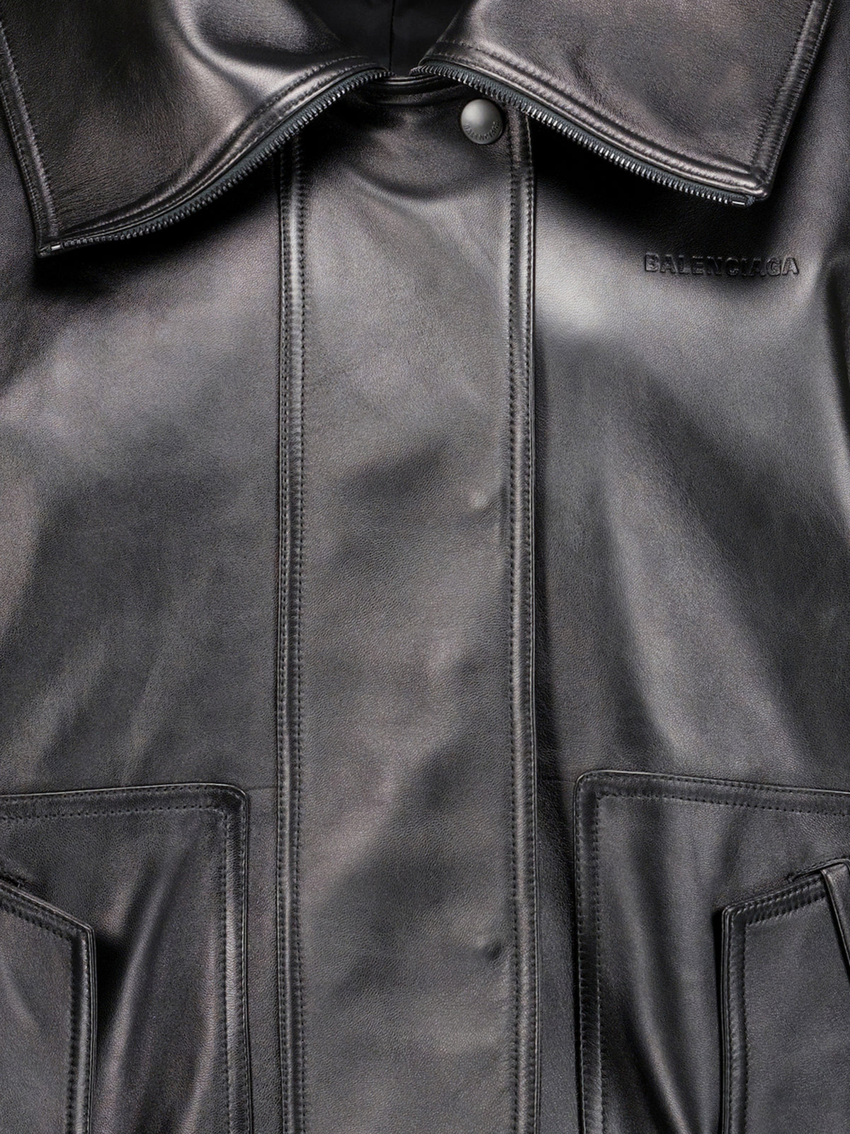 Bomber in pelle di angello leggera liscia nera A009F0 TVS051000 BALENCIAGA 