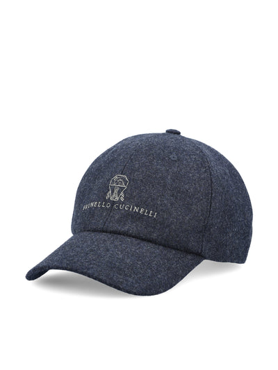 Cappello Baseball in flanella di lana vergine con logo ricamato M038P9850 CPM26 BRUNELLO CUCINELLI 