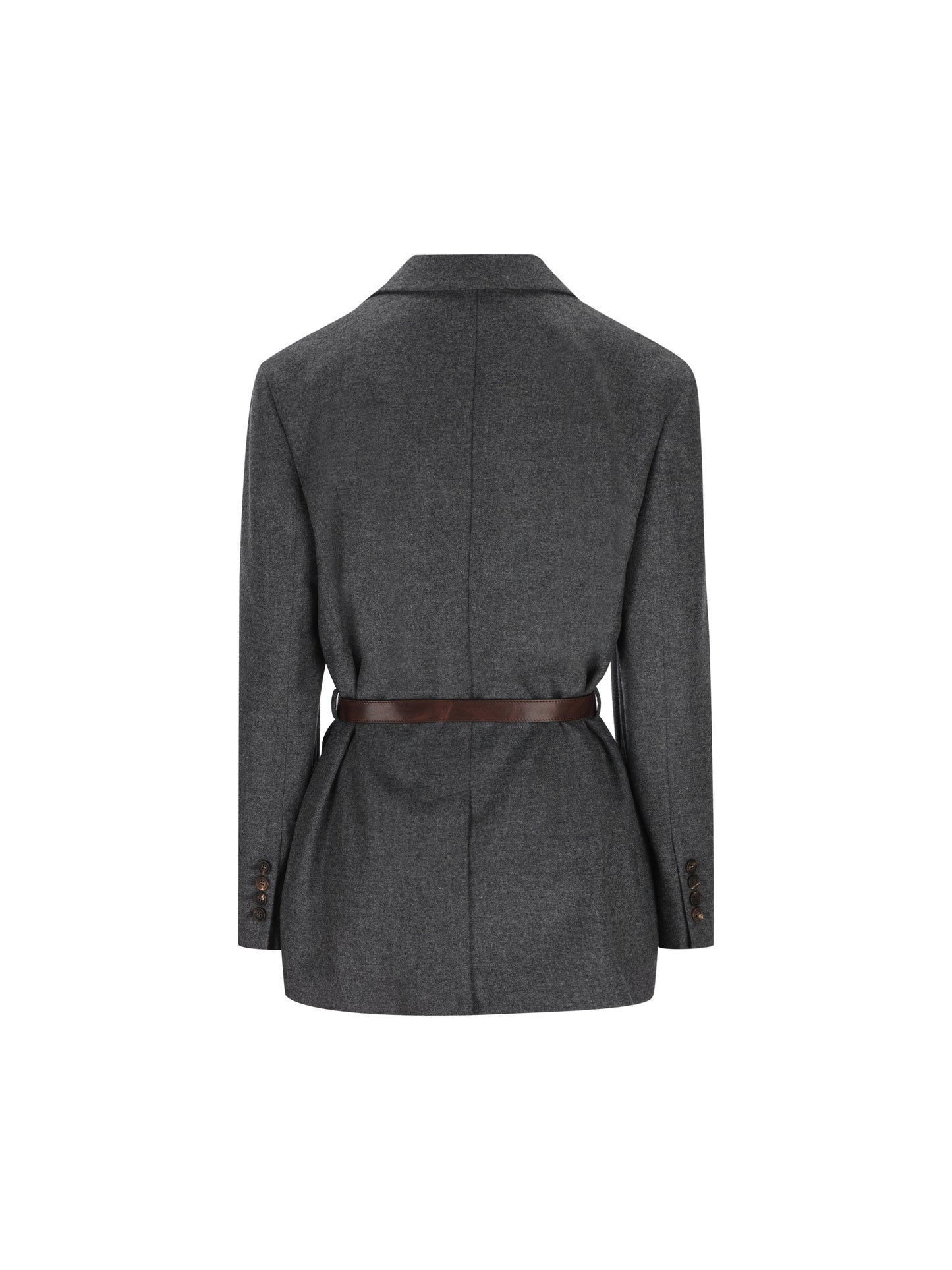 Giacca in lana e cashmere con cintura in pelle MB1627645 C032 BRUNELLO CUCINELLI 