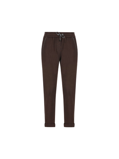 Pantaloni jogging in cotone e seta con monile MD828SB899 C8227 BRUNELLO CUCINELLI 