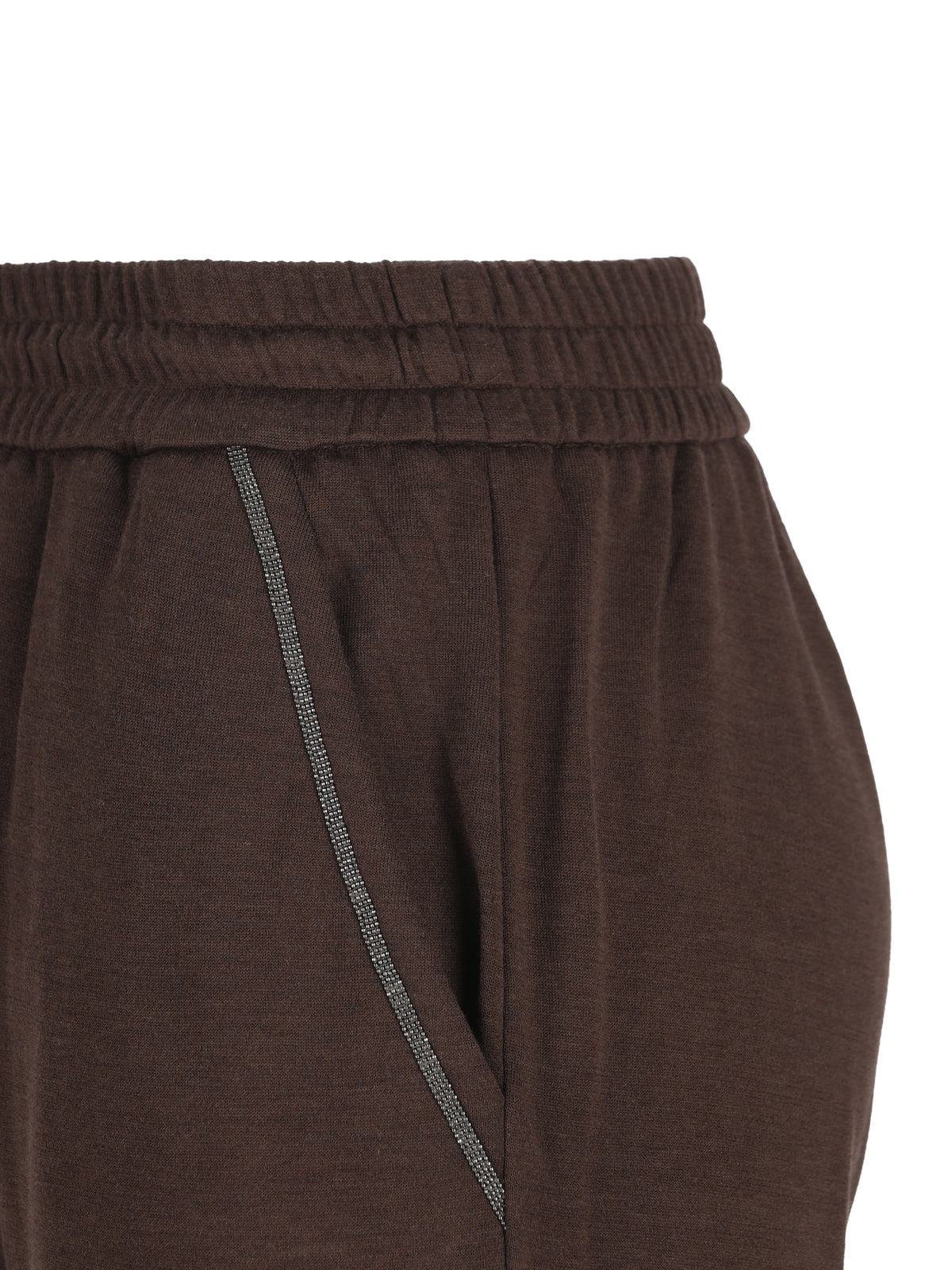 Pantaloni jogging in cotone e seta con monile MD828SB899 C8227 BRUNELLO CUCINELLI 