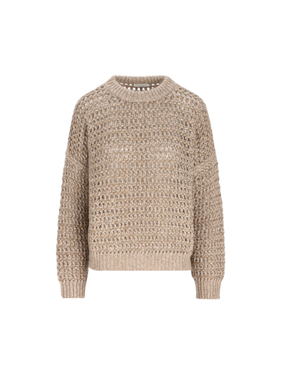 Maglia Donna Traforata con Paillettes MGO378800 CVA05 BRUNELLO CUCINELLI 