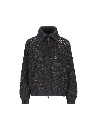 Cardigan Dazzling in Lana Vergine Soft e Cashmere a Rete MGO378806 CUC63 BRUNELLO CUCINELLI 