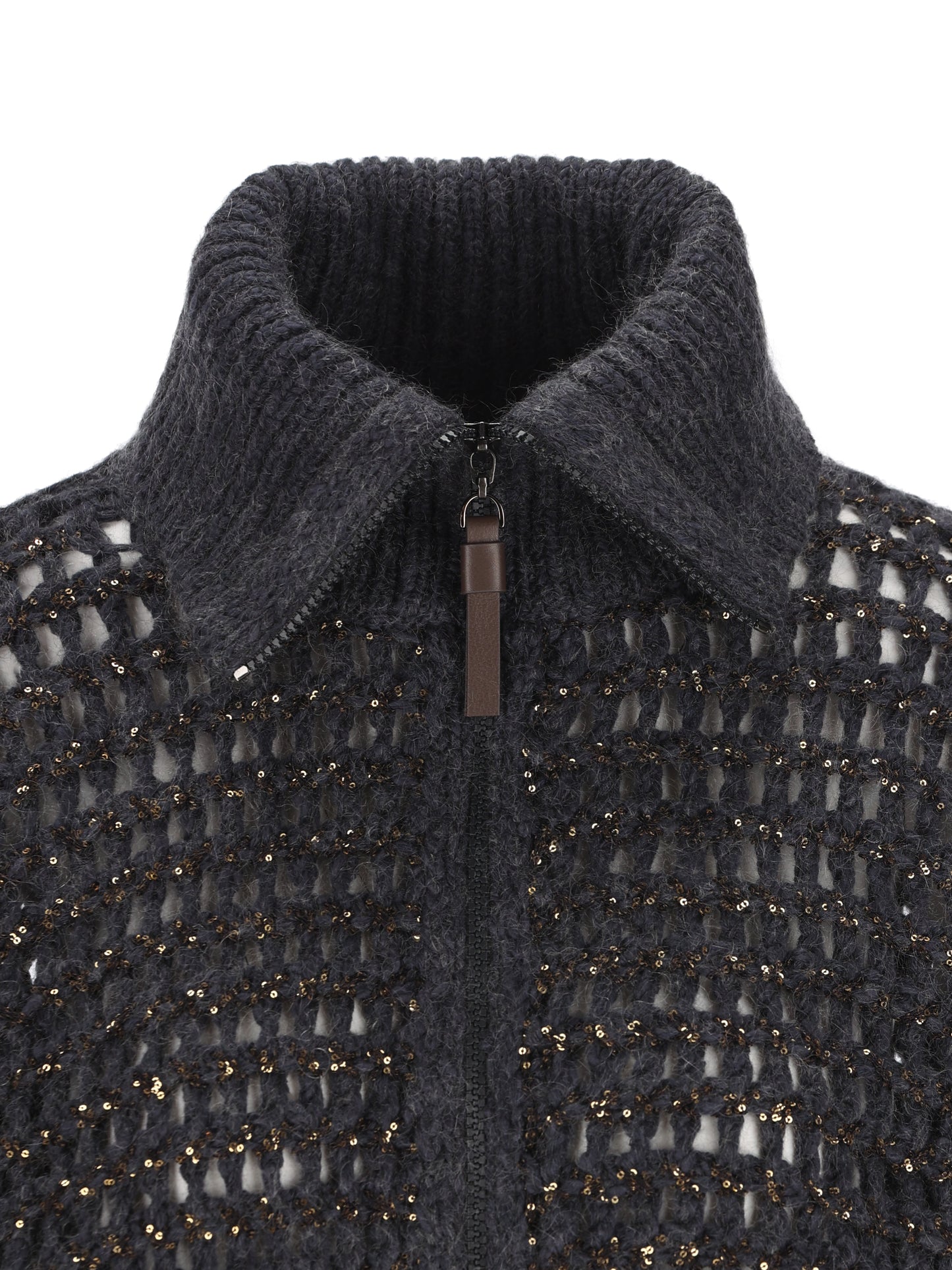 Cardigan Dazzling in Lana Vergine Soft e Cashmere a Rete MGO378806 CUC63 BRUNELLO CUCINELLI 