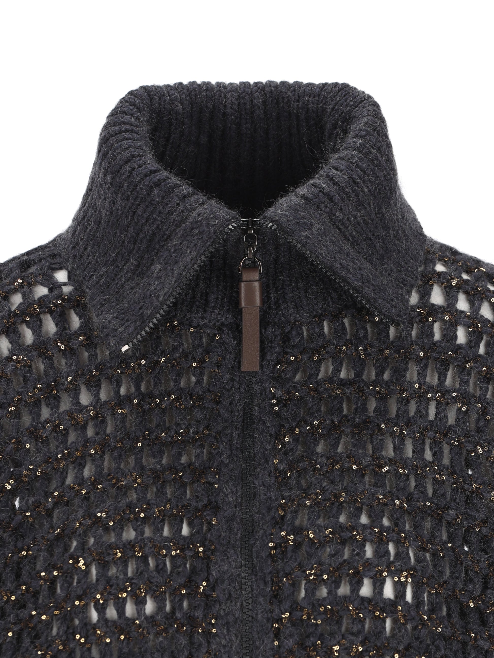 Cardigan Dazzling in Lana Vergine Soft e Cashmere a Rete MGO378806 CUC63 BRUNELLO CUCINELLI 