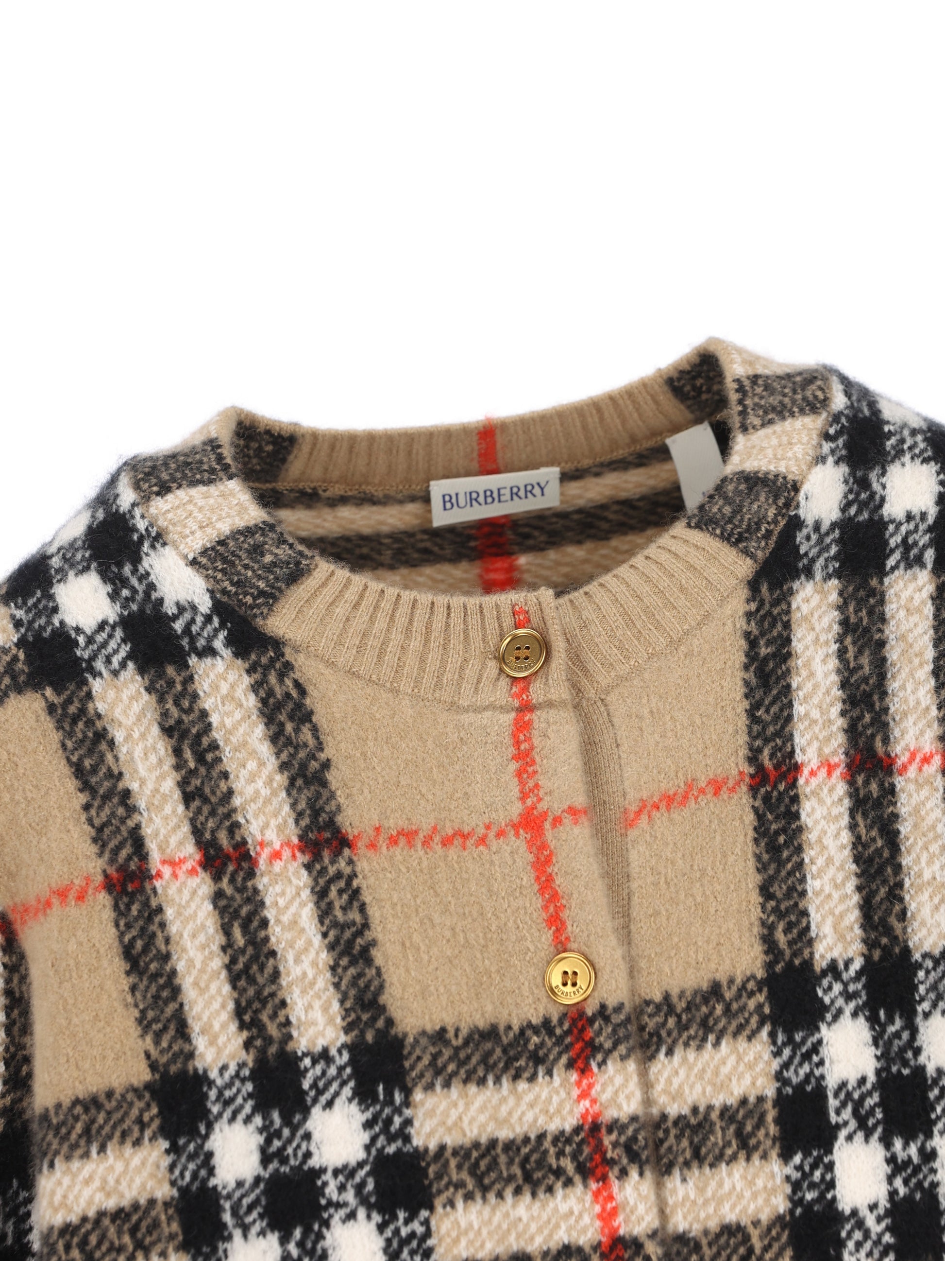 Cardigan in lana e cashmere Check 8135242 B9368 BURBERRY 