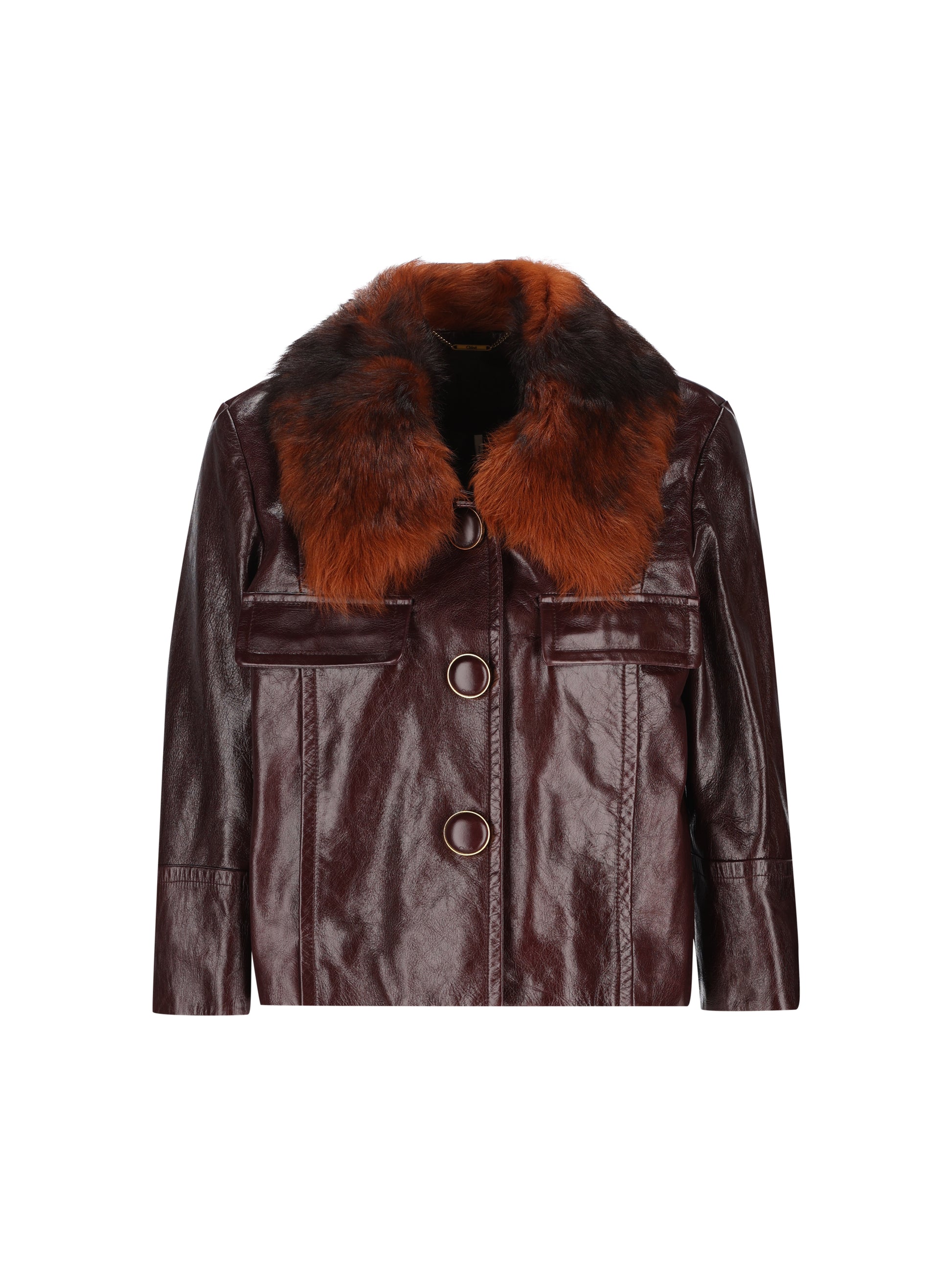 Giacca Corta in Pelle con Colletto in Shearling CH26ACV05223 56F CHLOE' 