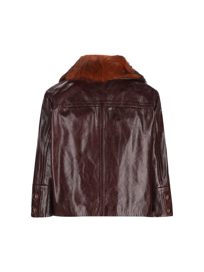 Giacca Corta in Pelle con Colletto in Shearling CH26ACV05223 56F CHLOE' 