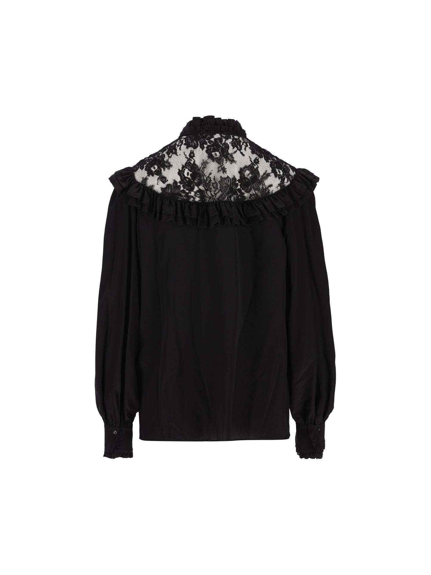 Blusa a collo alto con volant in crêpe de chine e pizzo CH26AHT40005 001 CHLOE' 