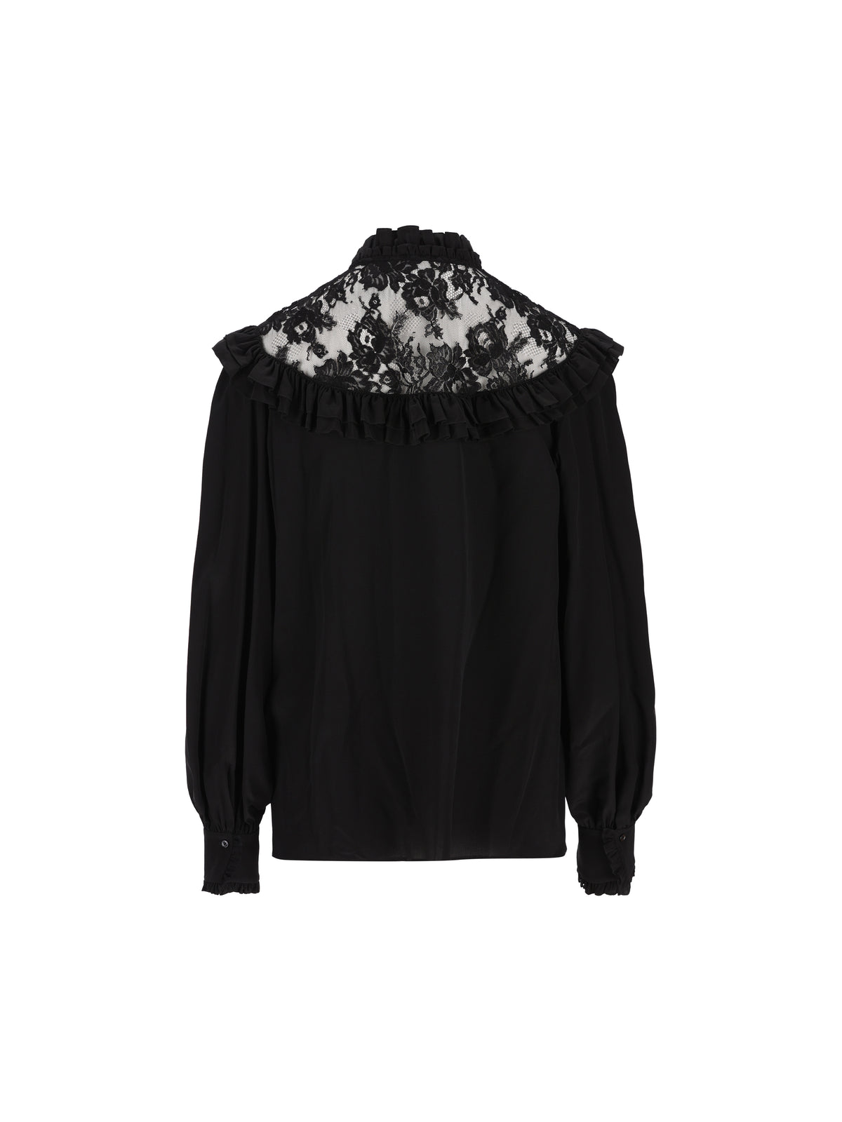 Blusa a collo alto con volant in crêpe de chine e pizzo CH26AHT40005 001 CHLOE' 