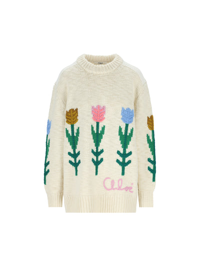 Pullover oversize in maglia di lana e cashmere CH26WMP29620 103 CHLOE' 