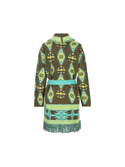 Cardigan realizzato in acrilico. 22600-71 MILITARE/TURCHESE COLOUR MARKET 