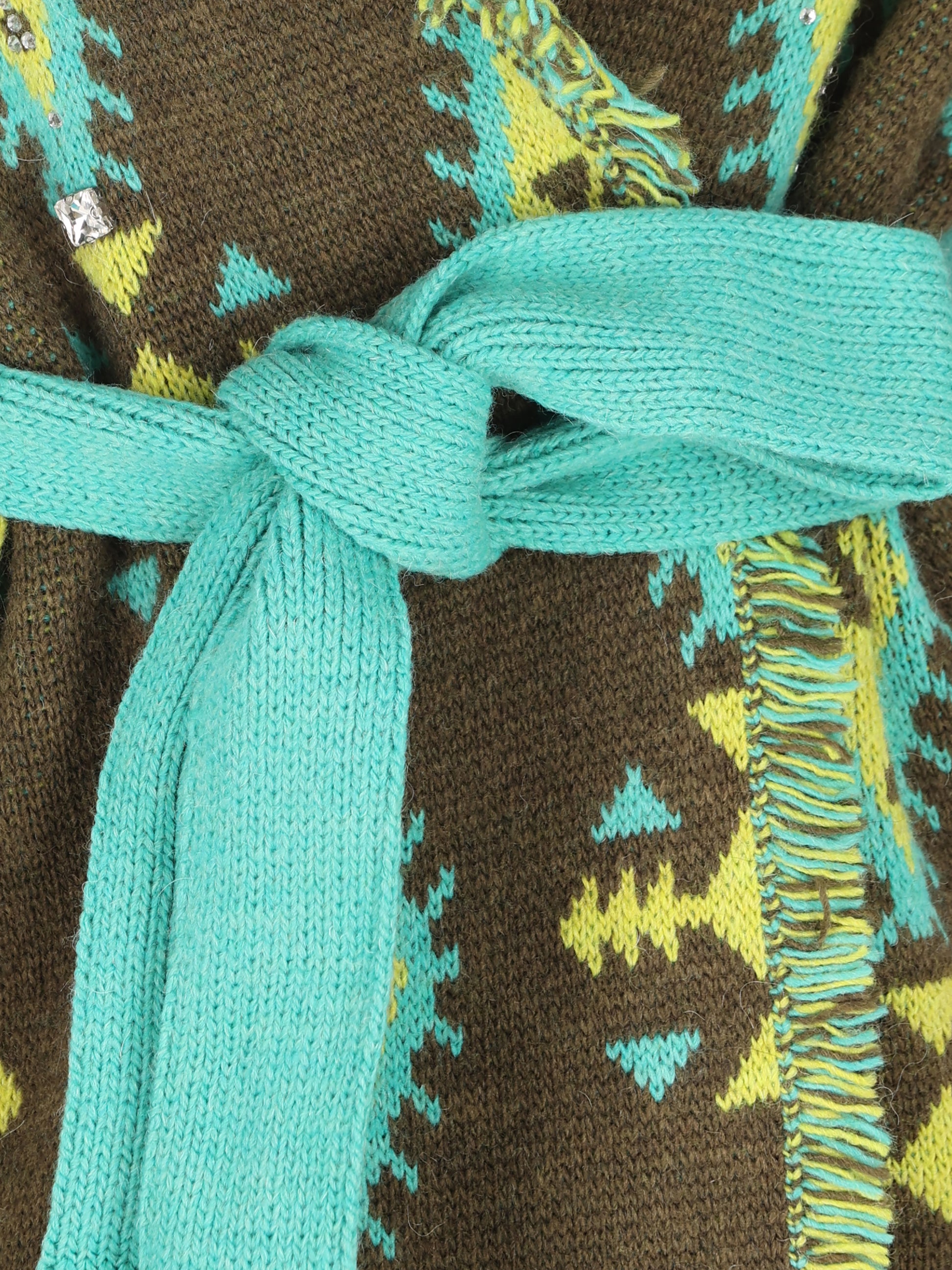 Cardigan realizzato in acrilico. 22600-71 MILITARE/TURCHESE COLOUR MARKET 