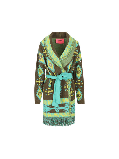 Cardigan realizzato in acrilico. 22600-71 MILITARE/TURCHESE COLOUR MARKET 