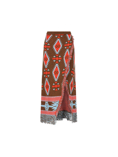 Gonna realizzata in misto acrilico. 22600-72 CHOCOLATE/RED COLOUR MARKET 