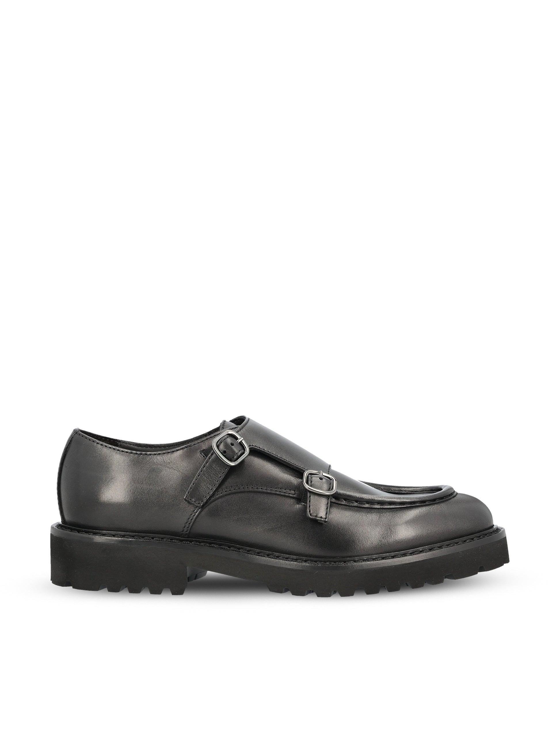 Scarpa doppia fibbia in pelle nera DU2738PHILUF159NN00  DOUCAL'S 