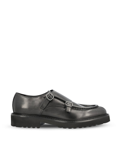 Scarpa doppia fibbia in pelle nera DU2738PHILUF159NN00  DOUCAL'S 