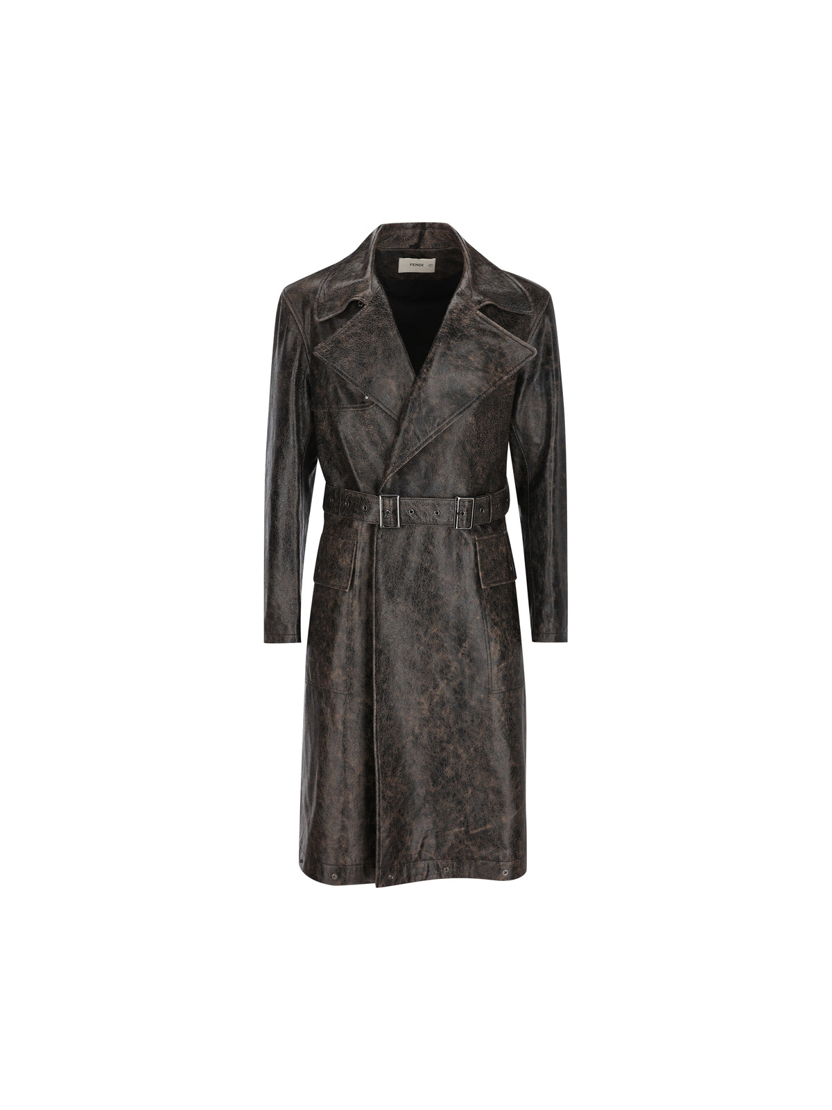 Trench in pelle ebano crackled FPJ165 B1OPF0TU7 FENDI 