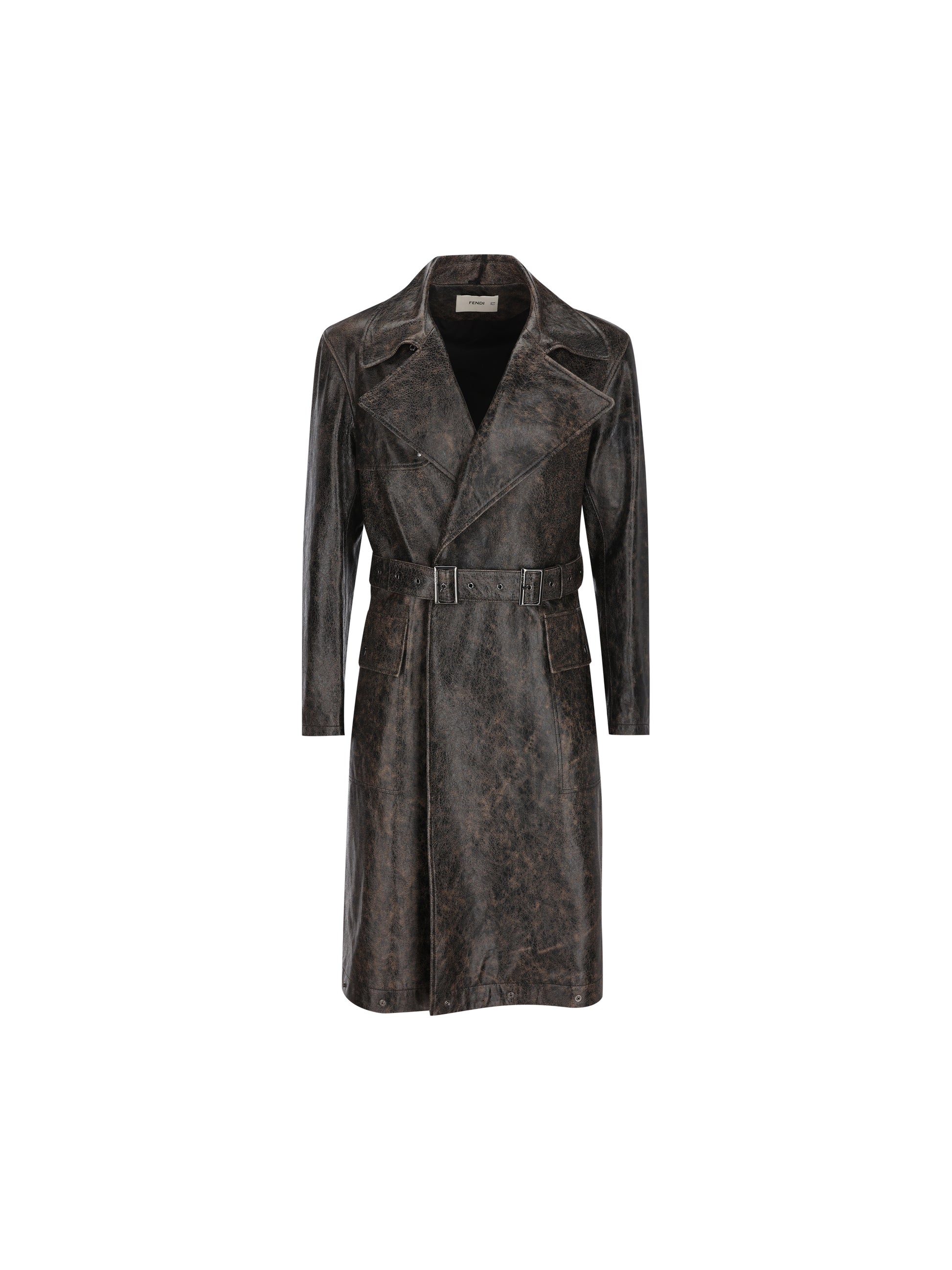 Trench in pelle ebano crackled FPJ165 B1OPF0TU7 FENDI 