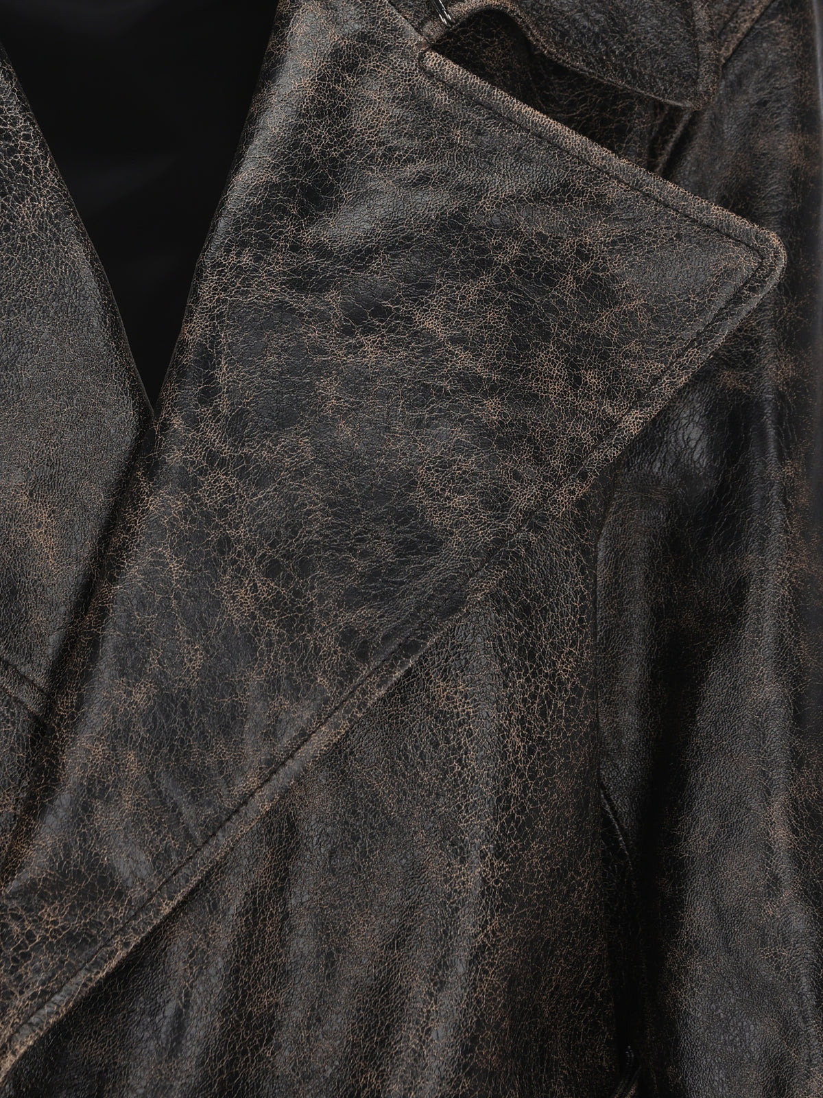 Trench in pelle ebano crackled FPJ165 B1OPF0TU7 FENDI 