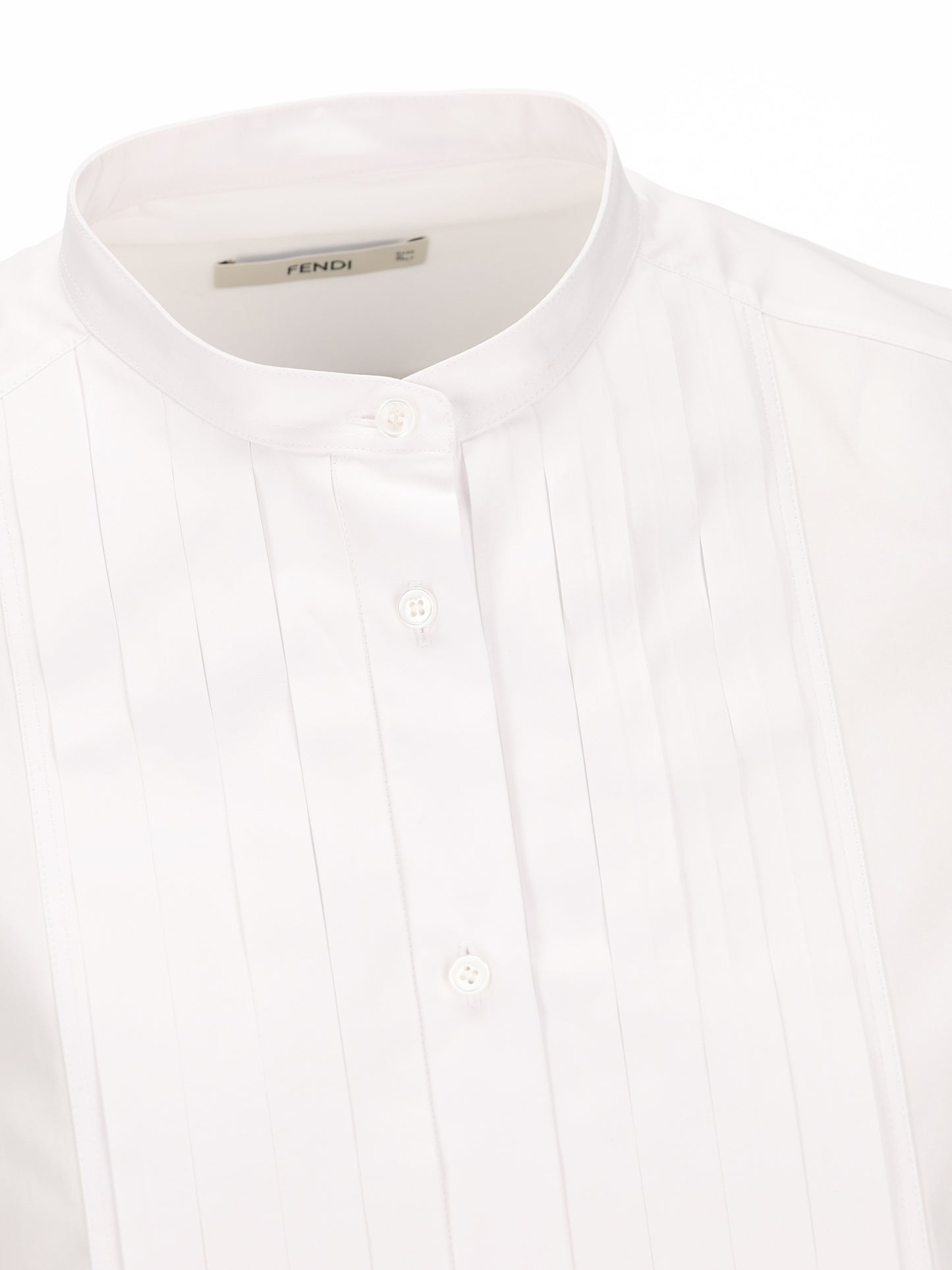 Camicia in Popeline di Cotone con Plastron Plissé FS8391 AMVLF0QA0 FENDI 
