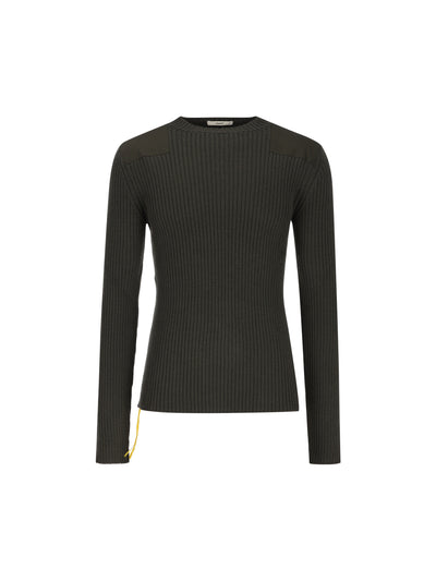 Maglia in lana verde a coste FZX226 B1Q1F0QQ4 FENDI 