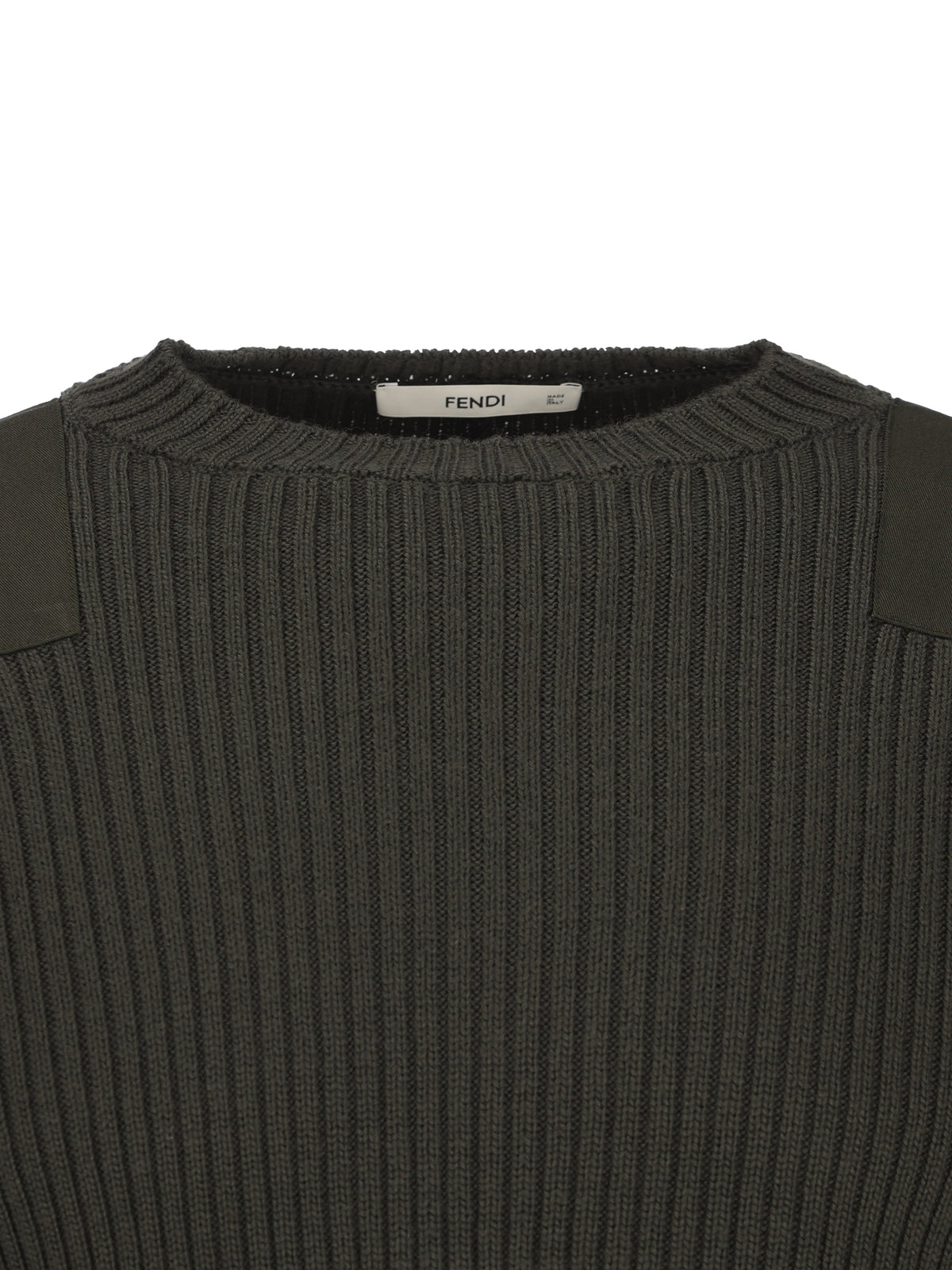 Maglia in lana verde a coste FZX226 B1Q1F0QQ4 FENDI 