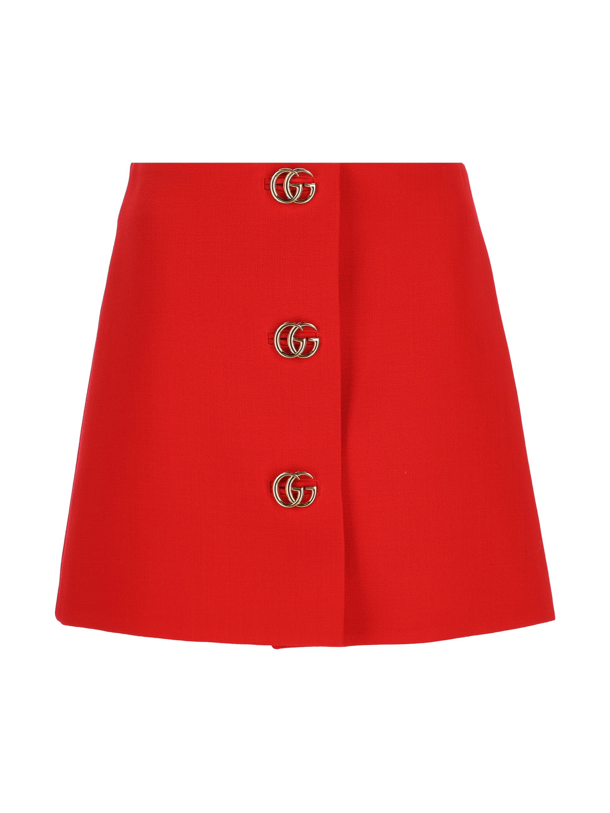 Gonna Mini in Crêpe di Lana con Bottoni Doppia G 864526 ZACKN6143 GUCCI 