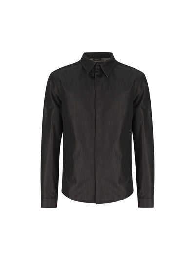 Camicia slim in seta e cotone nero con ricamo Incrocio GG A0041C XDDBI1000 GUCCI 