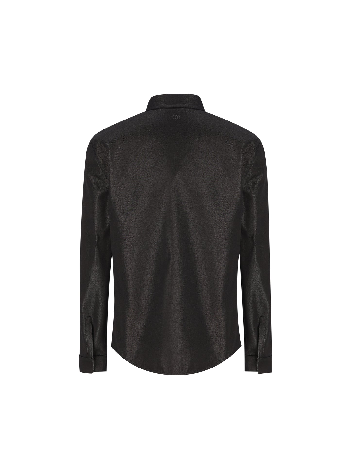 Camicia slim in seta e cotone nero con ricamo Incrocio GG A0041C XDDBI1000 GUCCI 