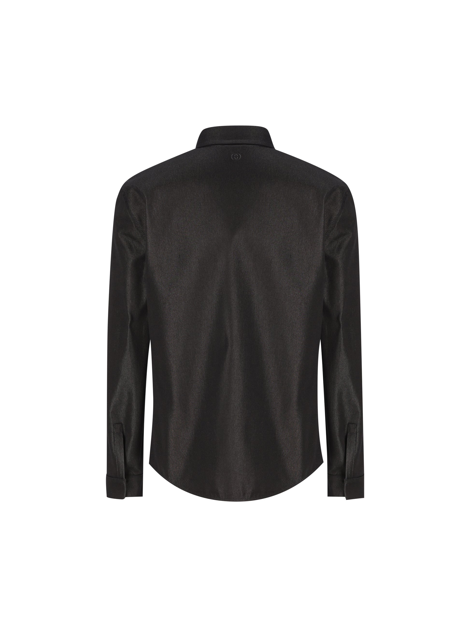 Camicia slim in seta e cotone nero con ricamo Incrocio GG A0041C XDDBI1000 GUCCI 