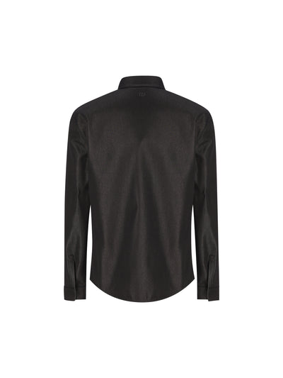 Camicia slim in seta e cotone nero con ricamo Incrocio GG A0041C XDDBI1000 GUCCI 