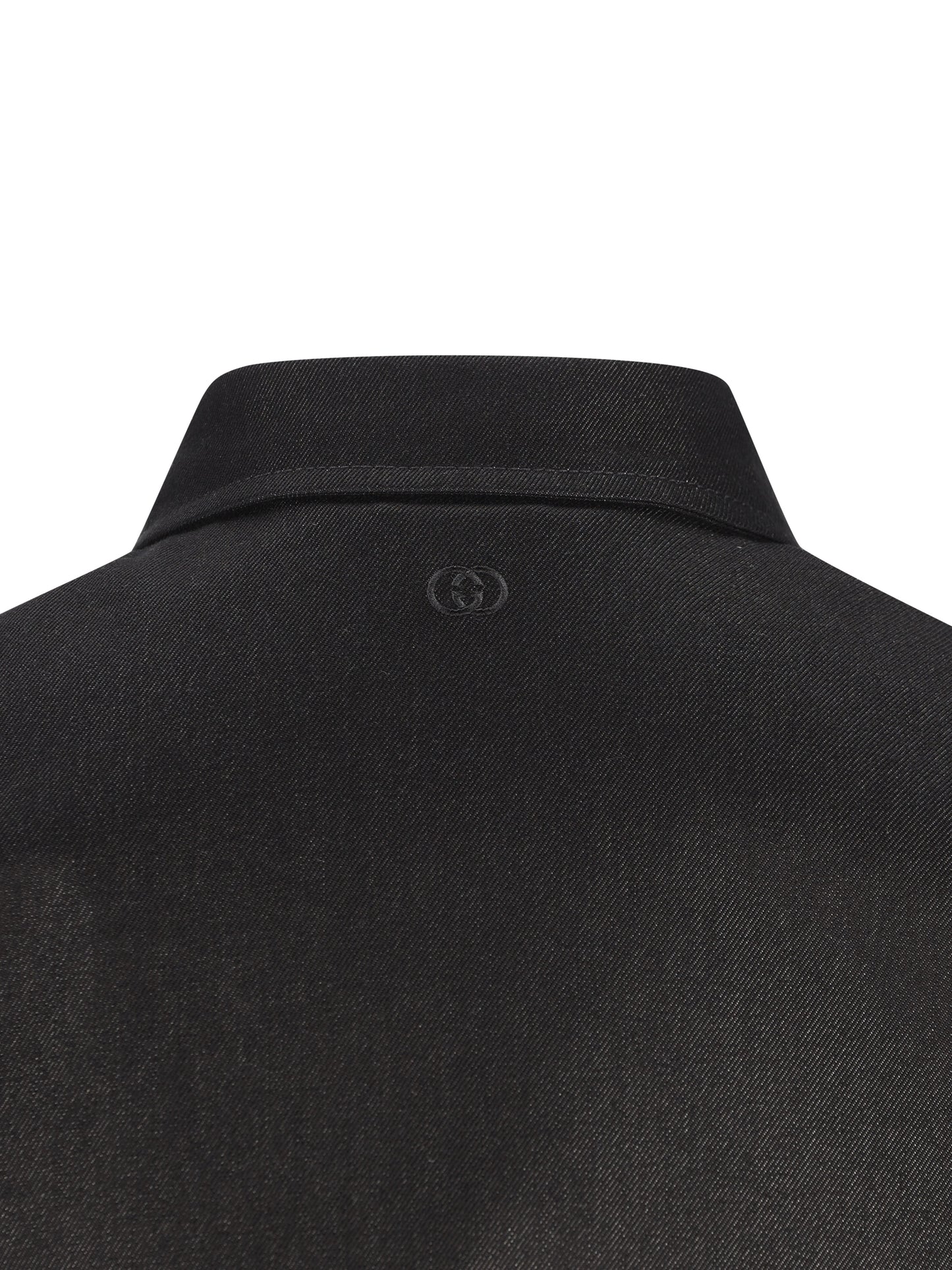 Camicia slim in seta e cotone nero con ricamo Incrocio GG A0041C XDDBI1000 GUCCI 