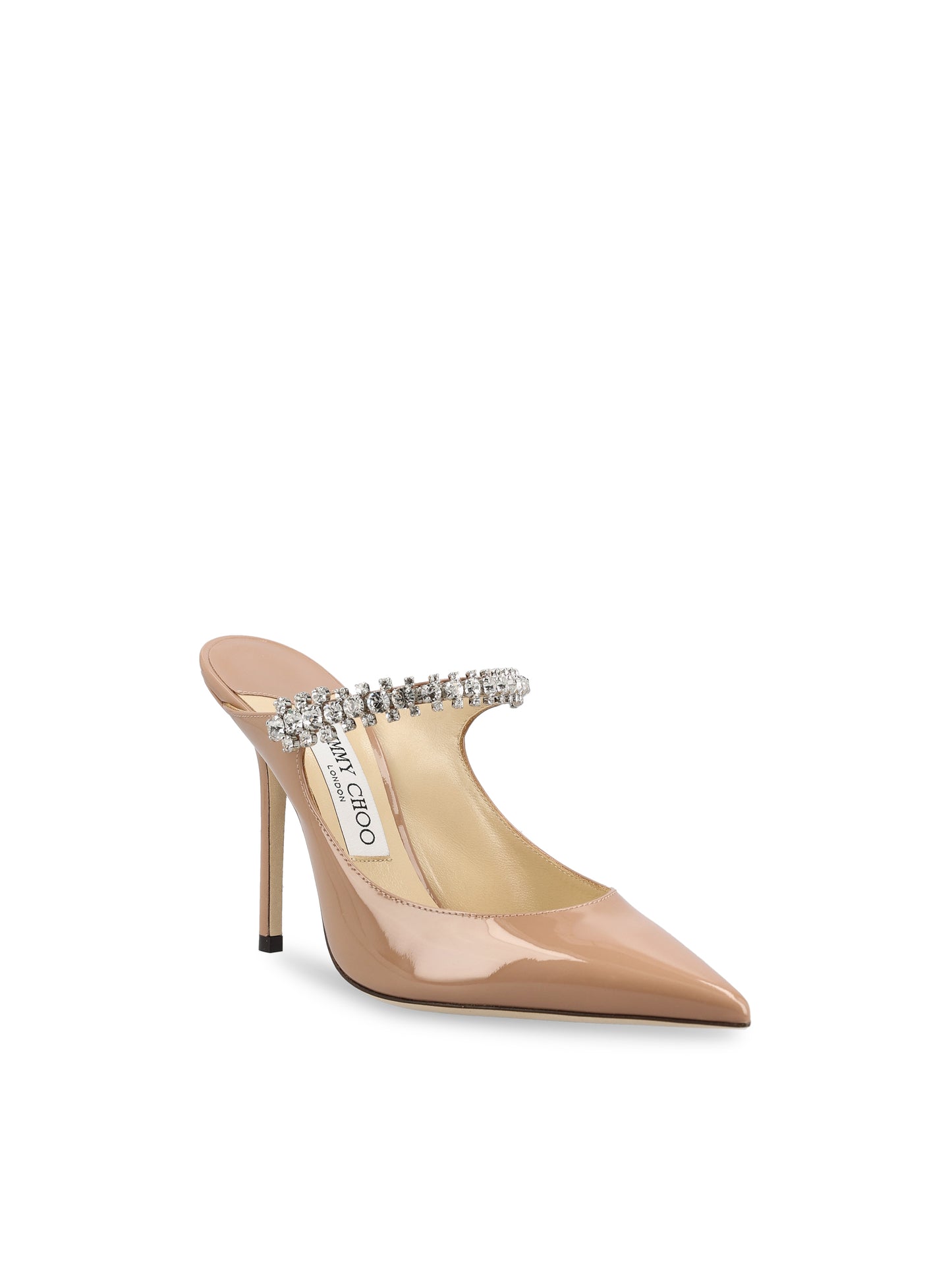 Sabot Bing 100 in Vernice Rosa Pastello con Cinturino di Cristalli BING 100 PATBALLET PINK JIMMY CHOO 