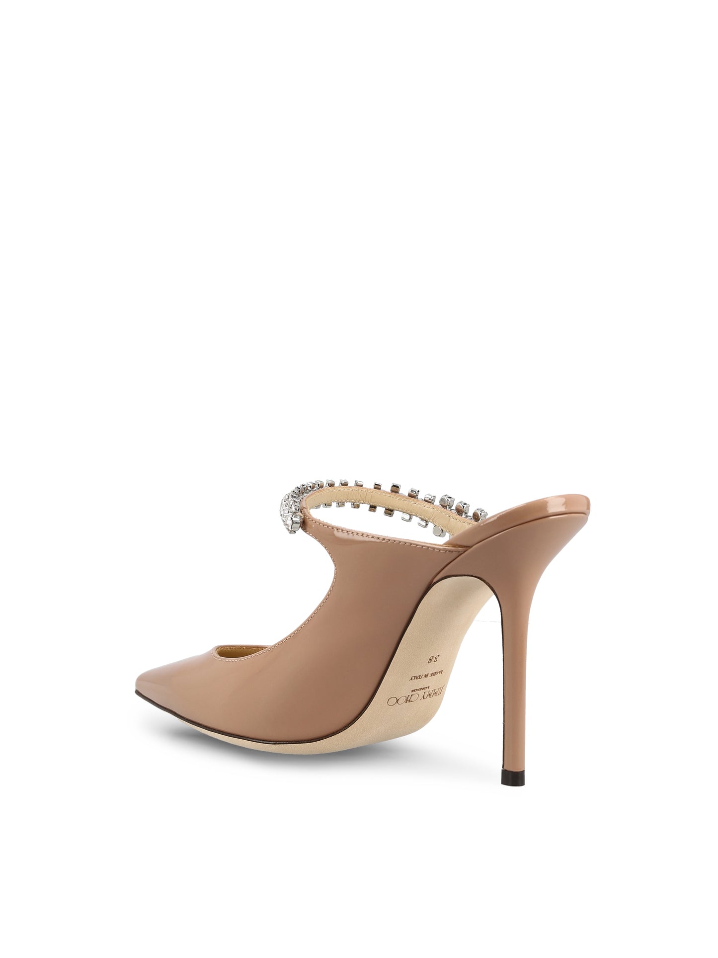 Sabot Bing 100 in Vernice Rosa Pastello con Cinturino di Cristalli BING 100 PATBALLET PINK JIMMY CHOO 