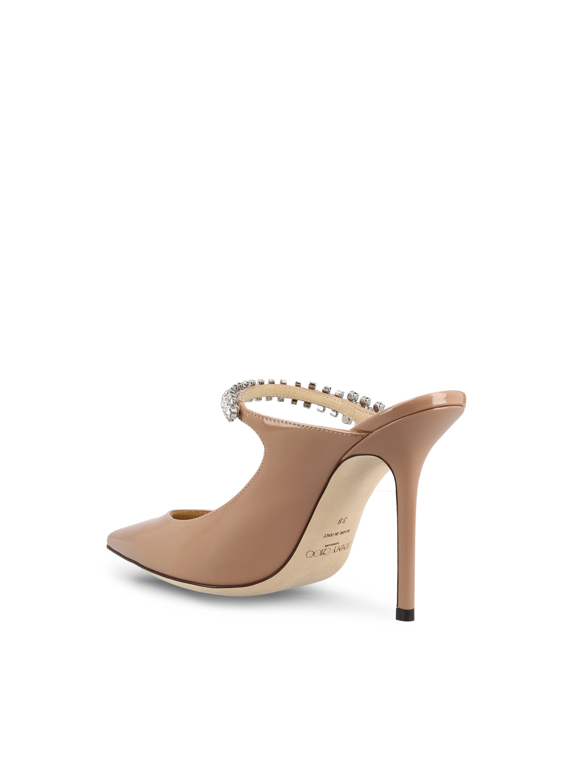 Sabot Bing 100 in Vernice Rosa Pastello con Cinturino di Cristalli BING 100 PATBALLET PINK JIMMY CHOO 