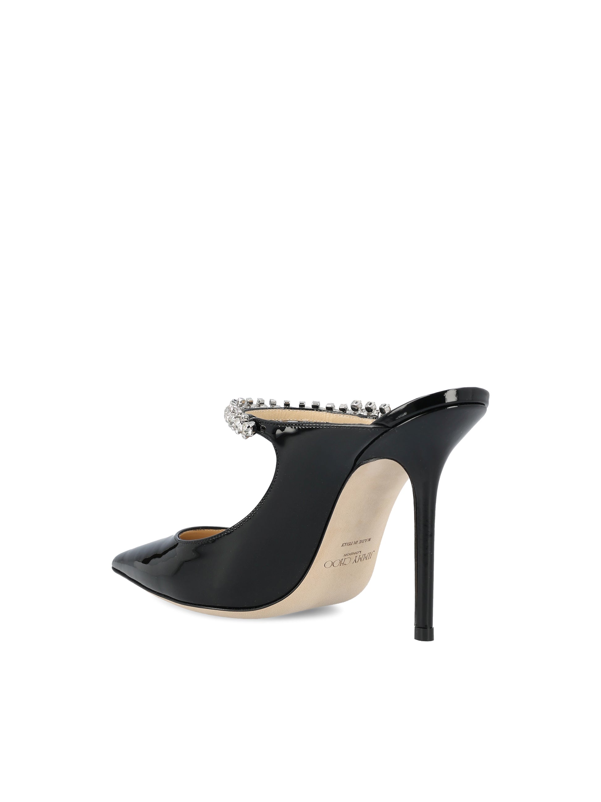 Sabot Bing 100 in Vernice Nera con Cinturino di Cristalli BING 100 PATBLACK JIMMY CHOO 
