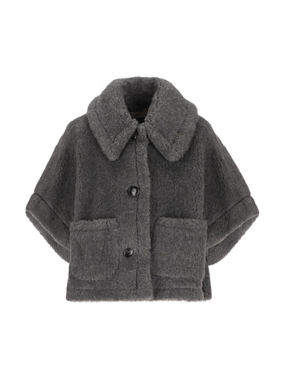 Mantella in Lana Vergine, Alpaca e Seta Grigia 2624736262600 001 MAX MARA 