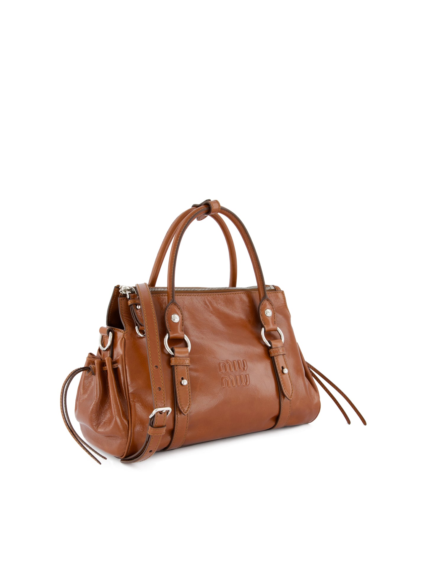 Borsa a mano in pelle lucida 5BA333 2A44F0BW5 MIU MIU 