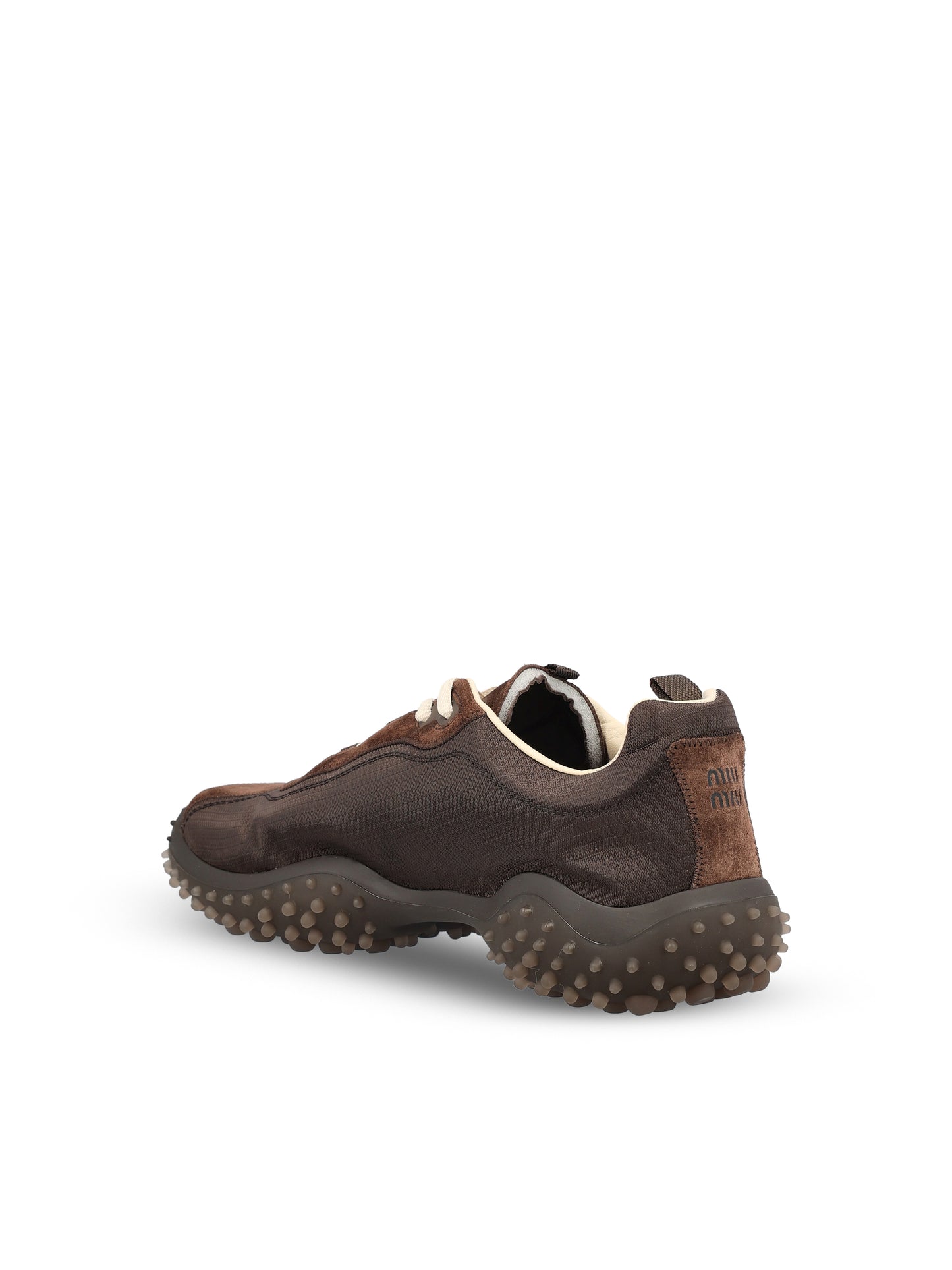 Sneakers realizzate in tessuto e cuoio. 5E806E 3M0KF0003 MIU MIU 