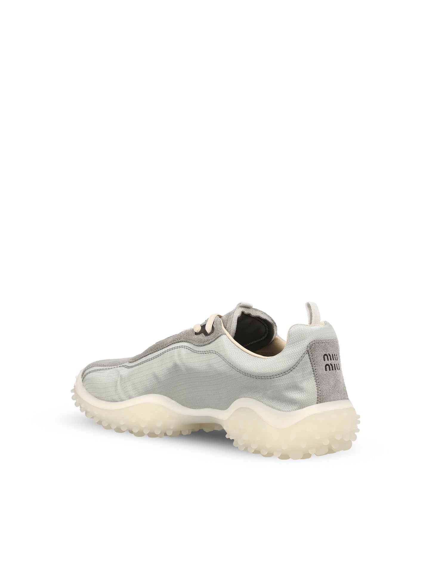 Sneakers realizzate in tessuto e cuoio. 5E806E 3M0KF0424 MIU MIU 