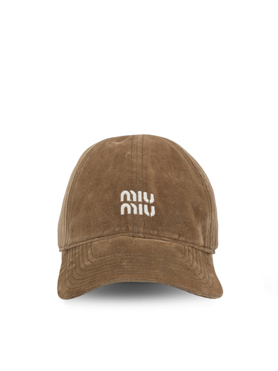 Cappello da Baseball in Velluto con Logo Ricamato 5HC369 2CUAF0844 MIU MIU 