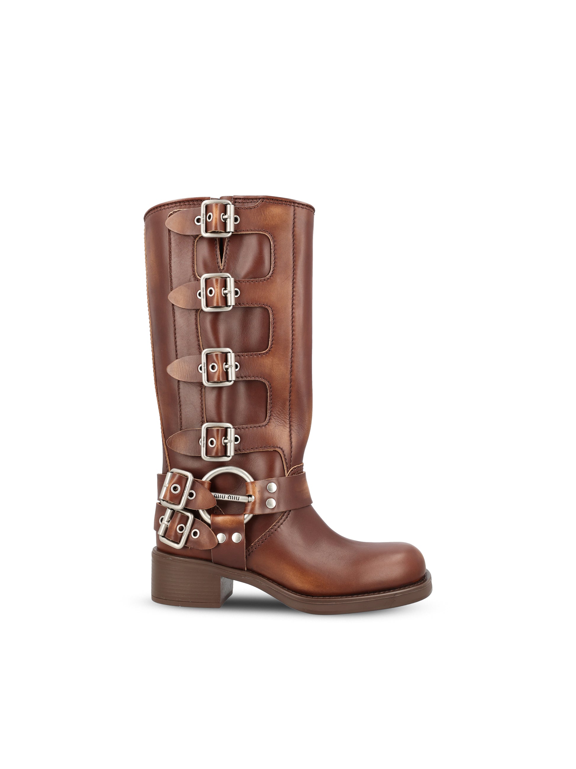 Stivali realizzati in pelle di vitello. 5W792D 3F33F0038 MIU MIU 