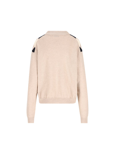 Polo in Cashmere Miu Miu Argyle con Mezza Zip MML08B 6033F0006 MIU MIU 