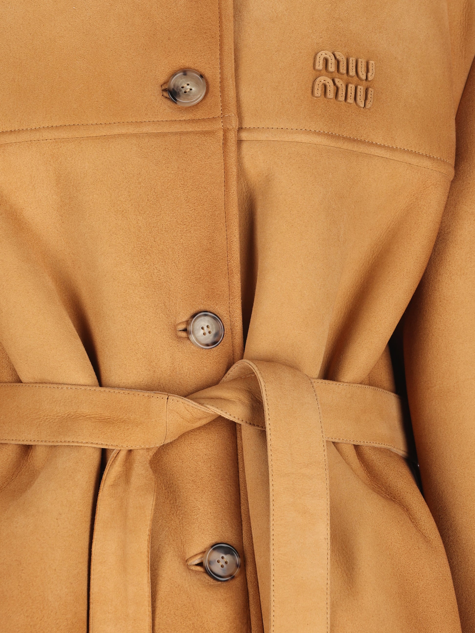 Giacca in Montone con Cintura MPW059 6561F0A9X MIU MIU 