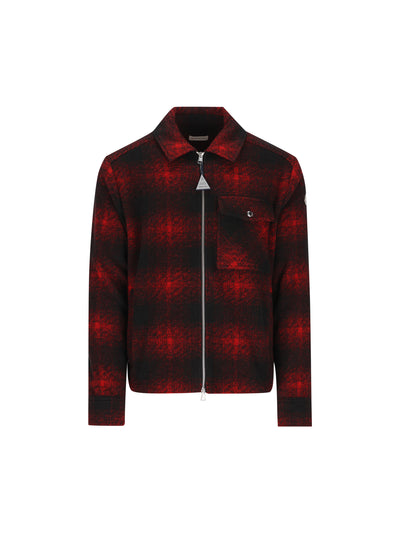 Camicia con zip in jersey a quadri M2F00035 89BKBF49 MONCLER 