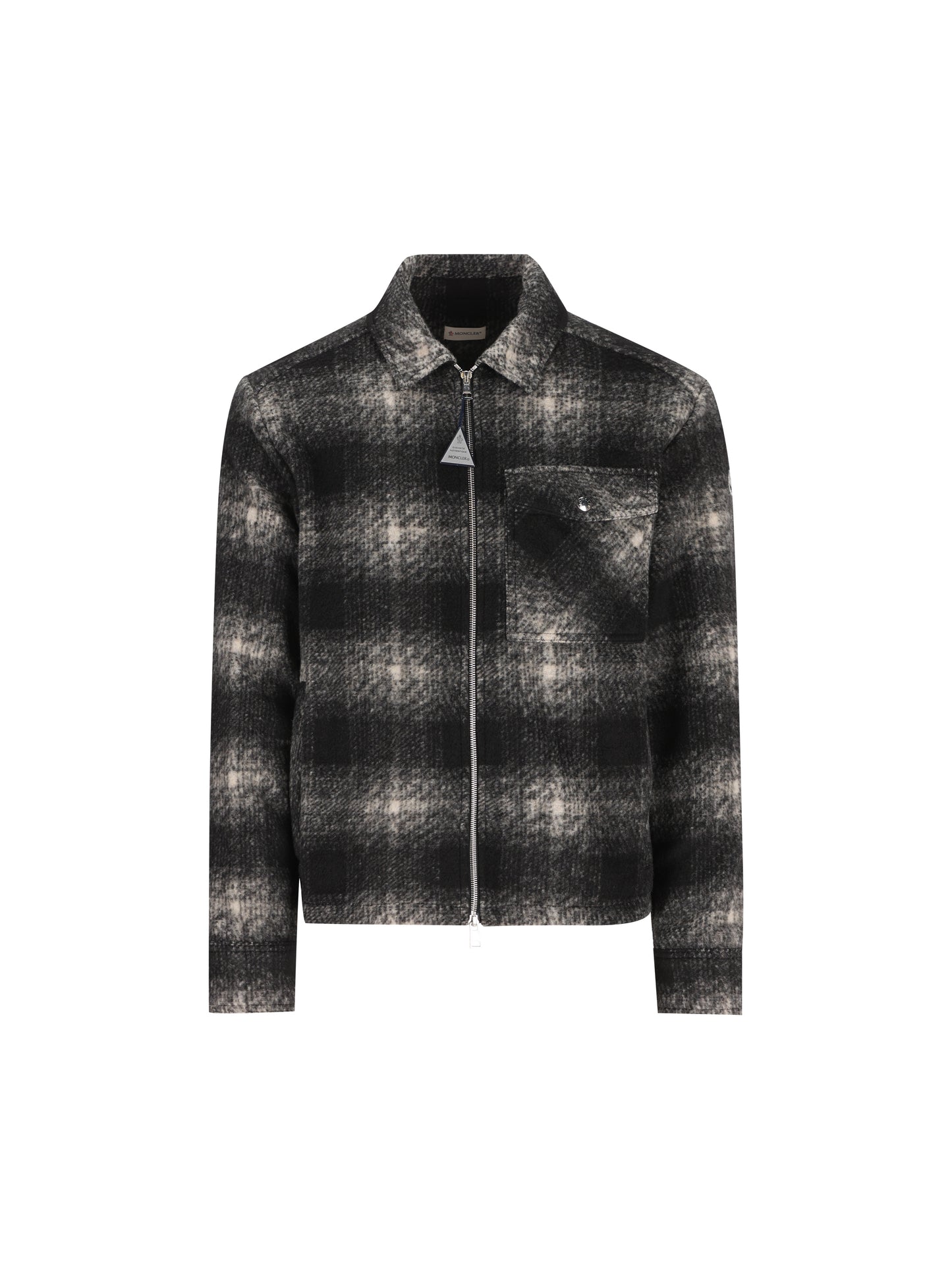 Camicia Moncler con zip in jersey a quadri M2F00035 89BKBF99 MONCLER 
