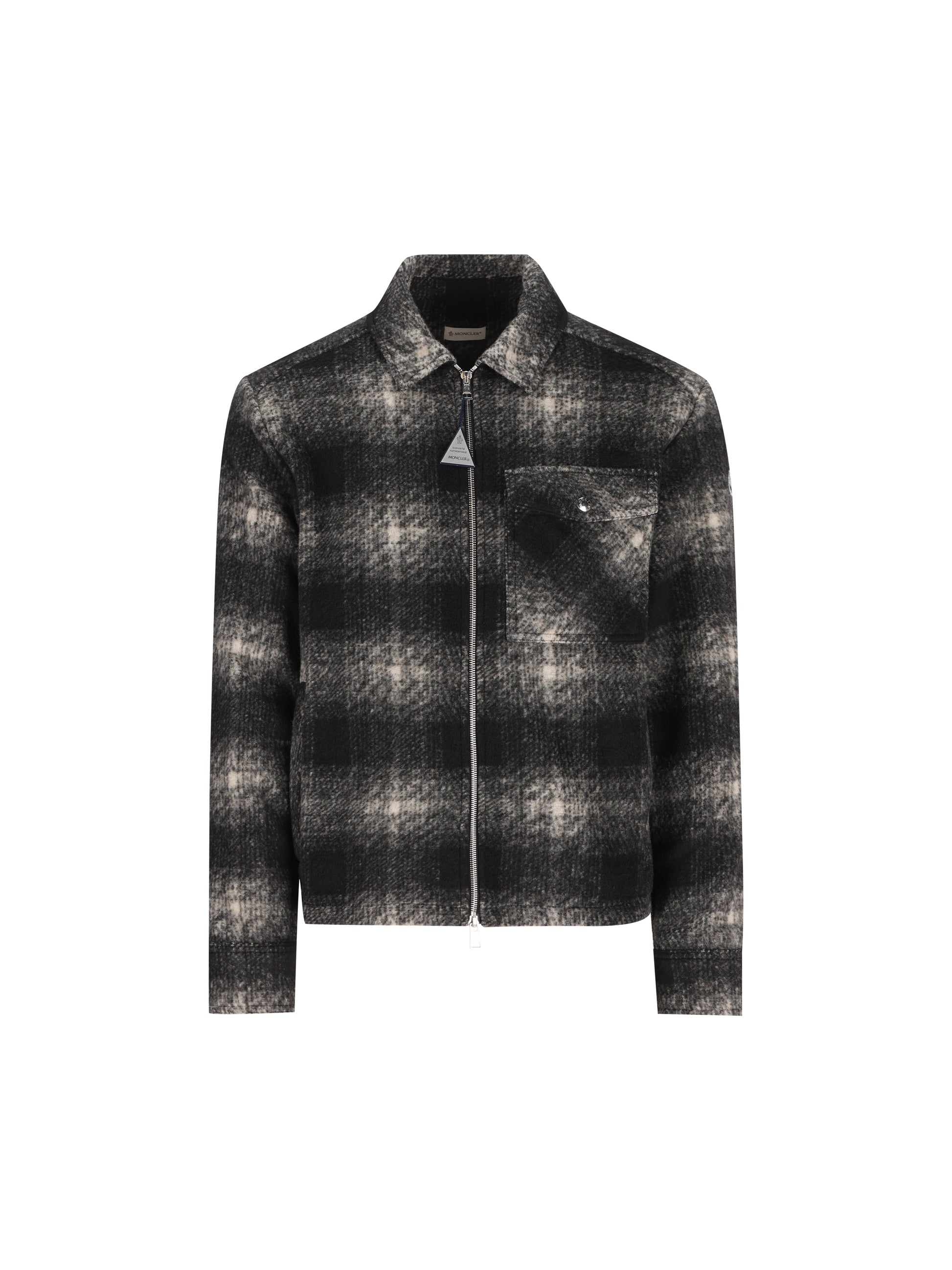 Camicia Moncler con zip in jersey a quadri M2F00035 89BKBF99 MONCLER 